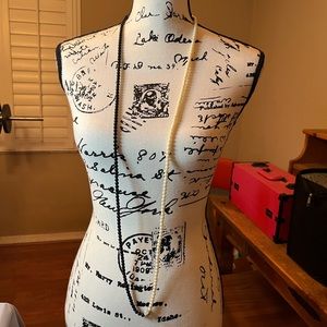 Black and white pearl necklace with diamond detail 48 inch